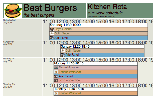 Print a Full Color PDF of the Rota