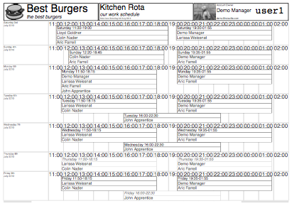 Black and White PDF Printout of the Rota