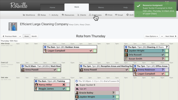 Cleaning Company Rota